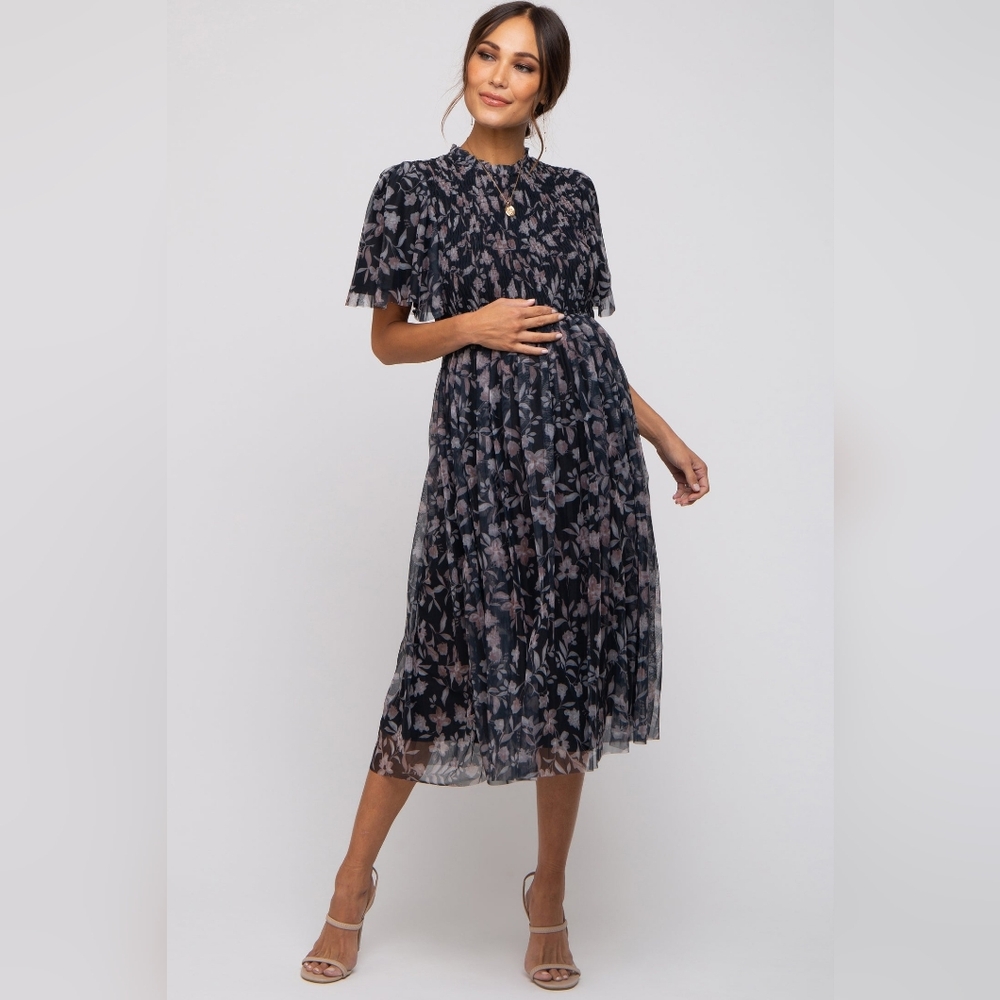 Pinkblush Navy Floral Midi Dress